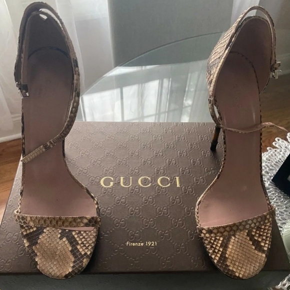 Gucci Shoes - Gucci Python Ankle Strap Heels w/ Bamboo Heel | Authentic | Box Included